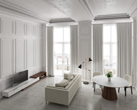 Winston Dining Table - 63 - White Lacquer with Glass