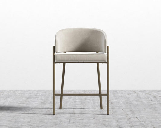 Solana Counter Stool - Venice Vegan Suede - Latte, Antique Brushed Brass - Solana