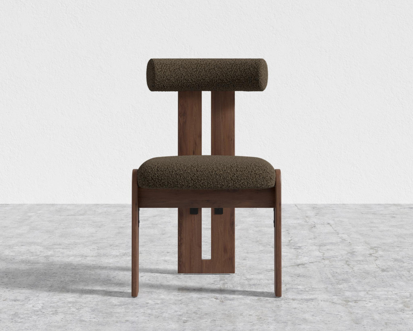 Tola Dining Chair - Walnut Stain, Shearling - Espresso