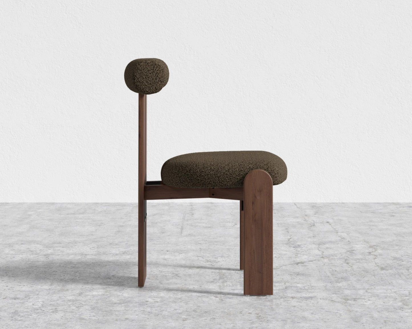 Tola Dining Chair - Walnut Stain, Shearling - Espresso