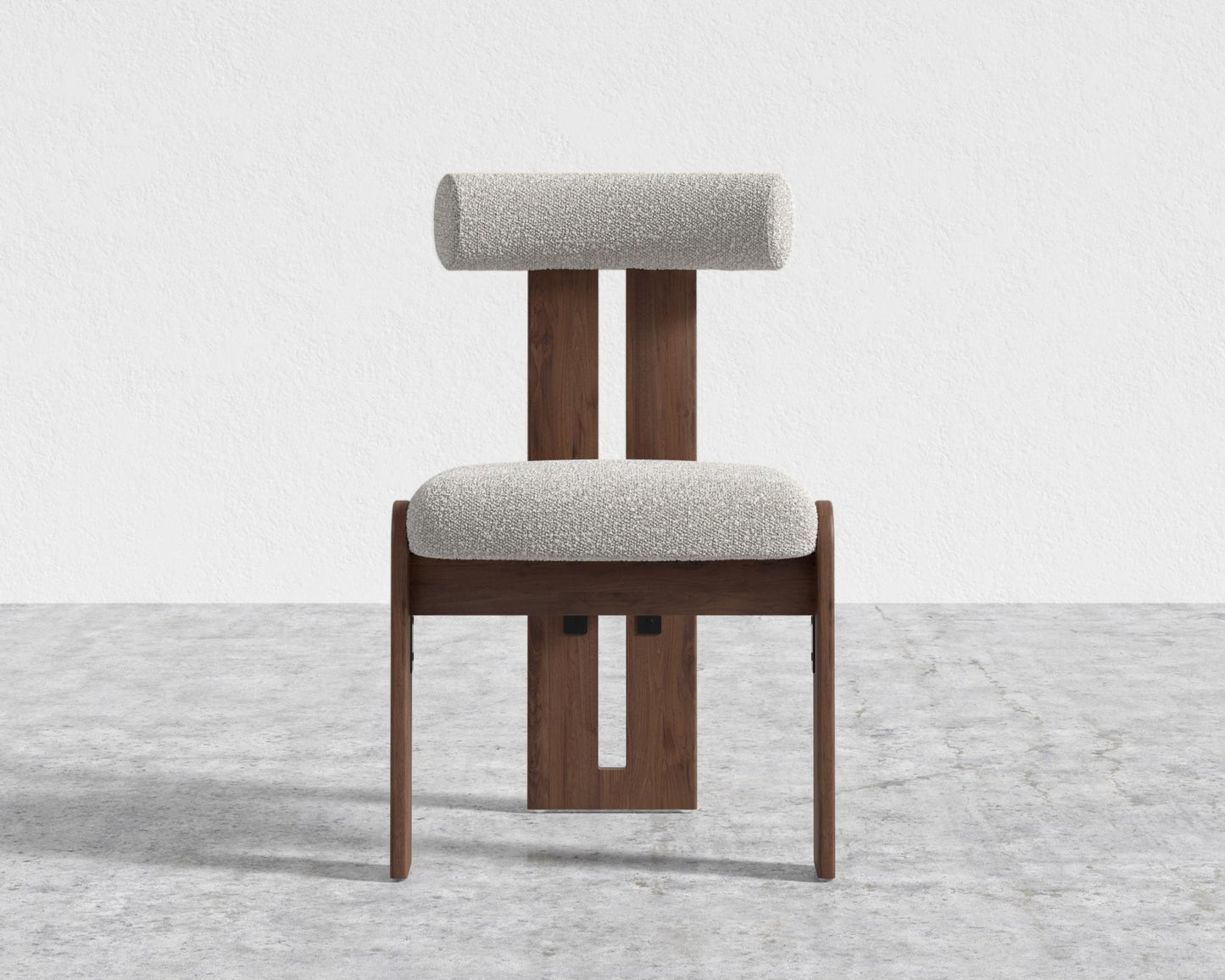 Tola Dining Chair - Walnut Stain, Chatou Bouclé - Pearl