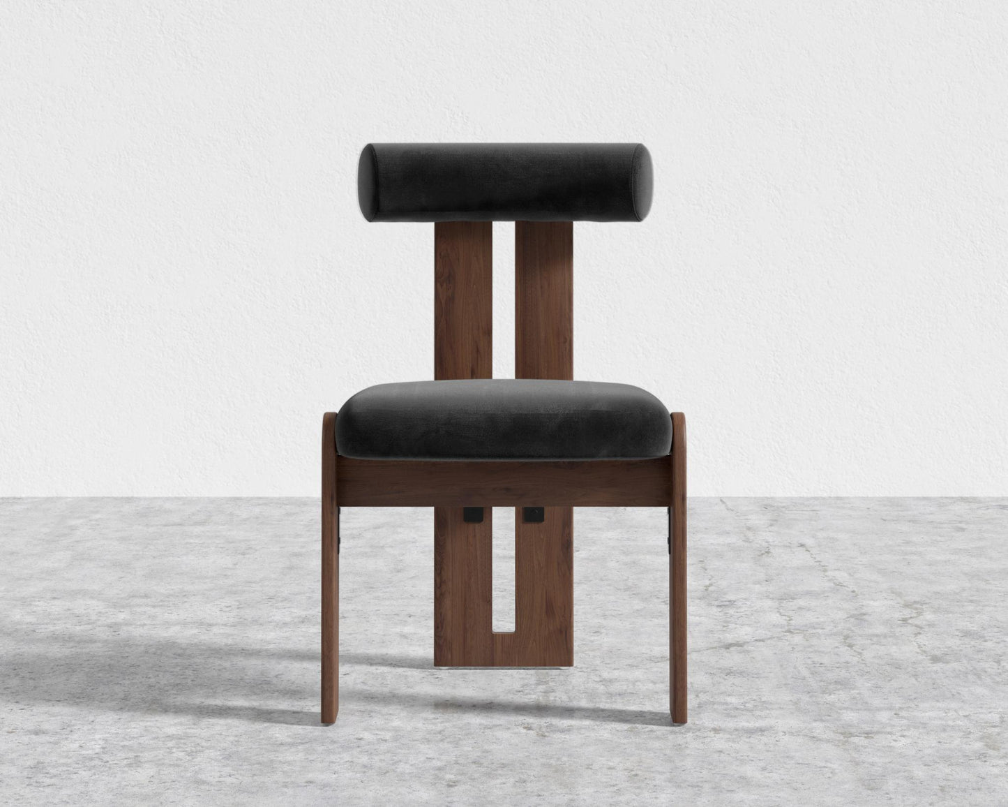 Tola Dining Chair - Walnut Stain, Plush Velvet - Black