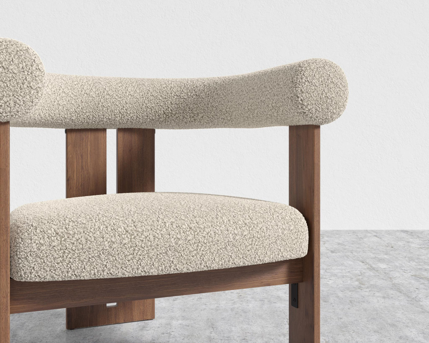 Tola Lounge Chair - Walnut Stain, Shearling - Almond