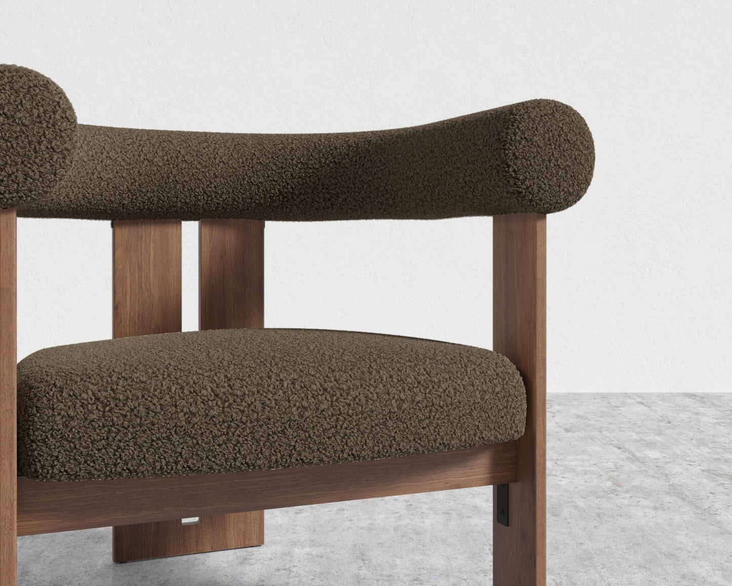 Tola Lounge Chair - Walnut Stain, Shearling - Espresso