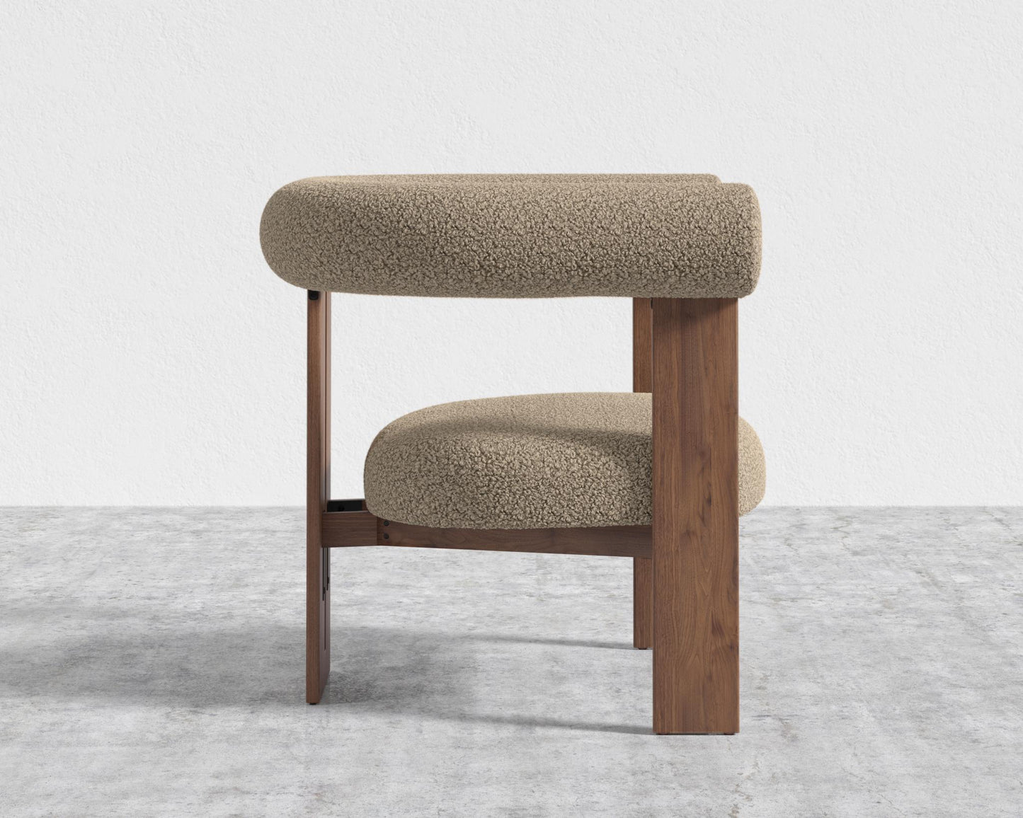 Tola Lounge Chair - Walnut Stain, Shearling - Fawn