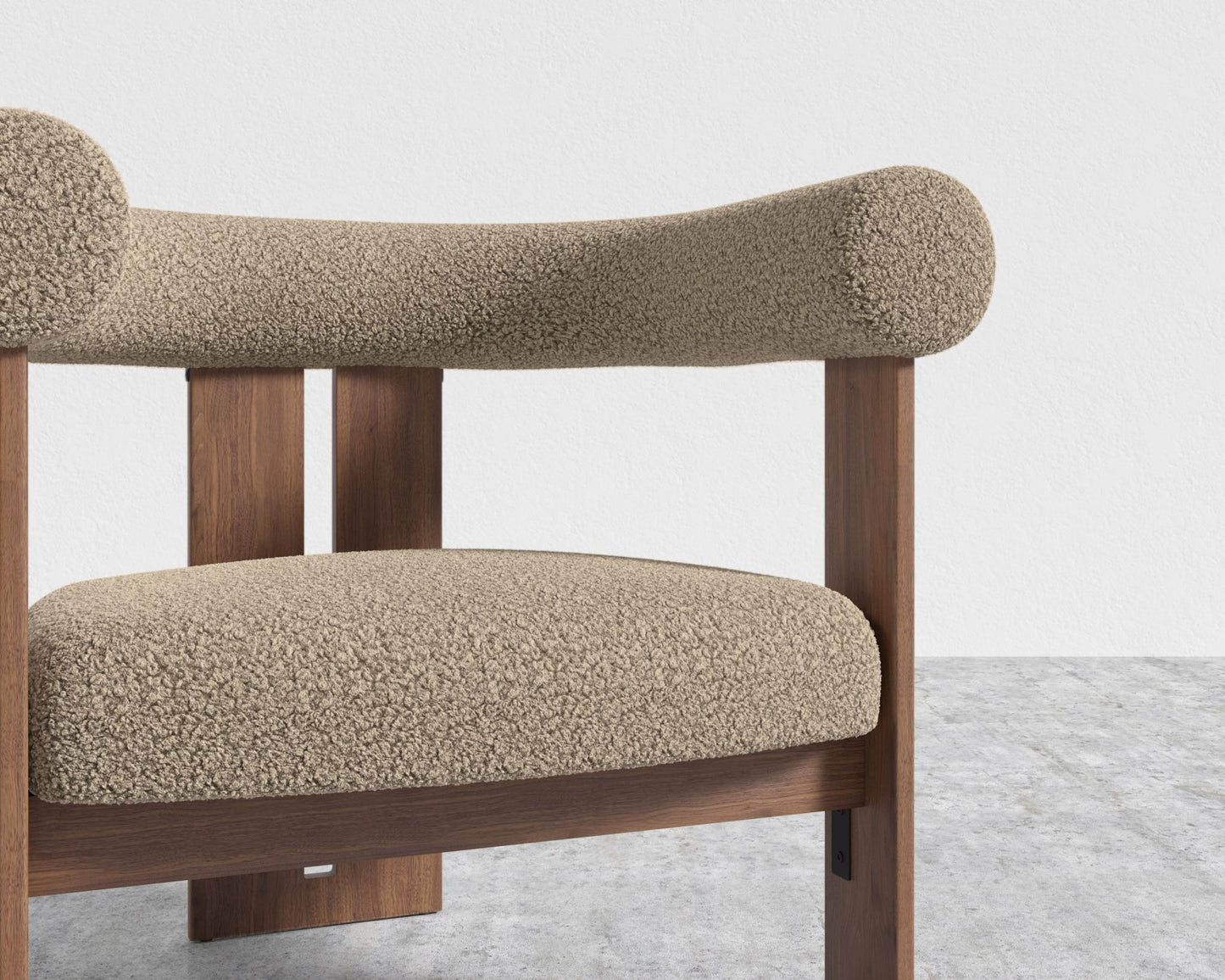 Tola Lounge Chair - Walnut Stain, Shearling - Fawn