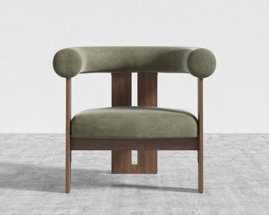 Tola Lounge Chair - Walnut Stain, Venice Vegan Suede - Sage