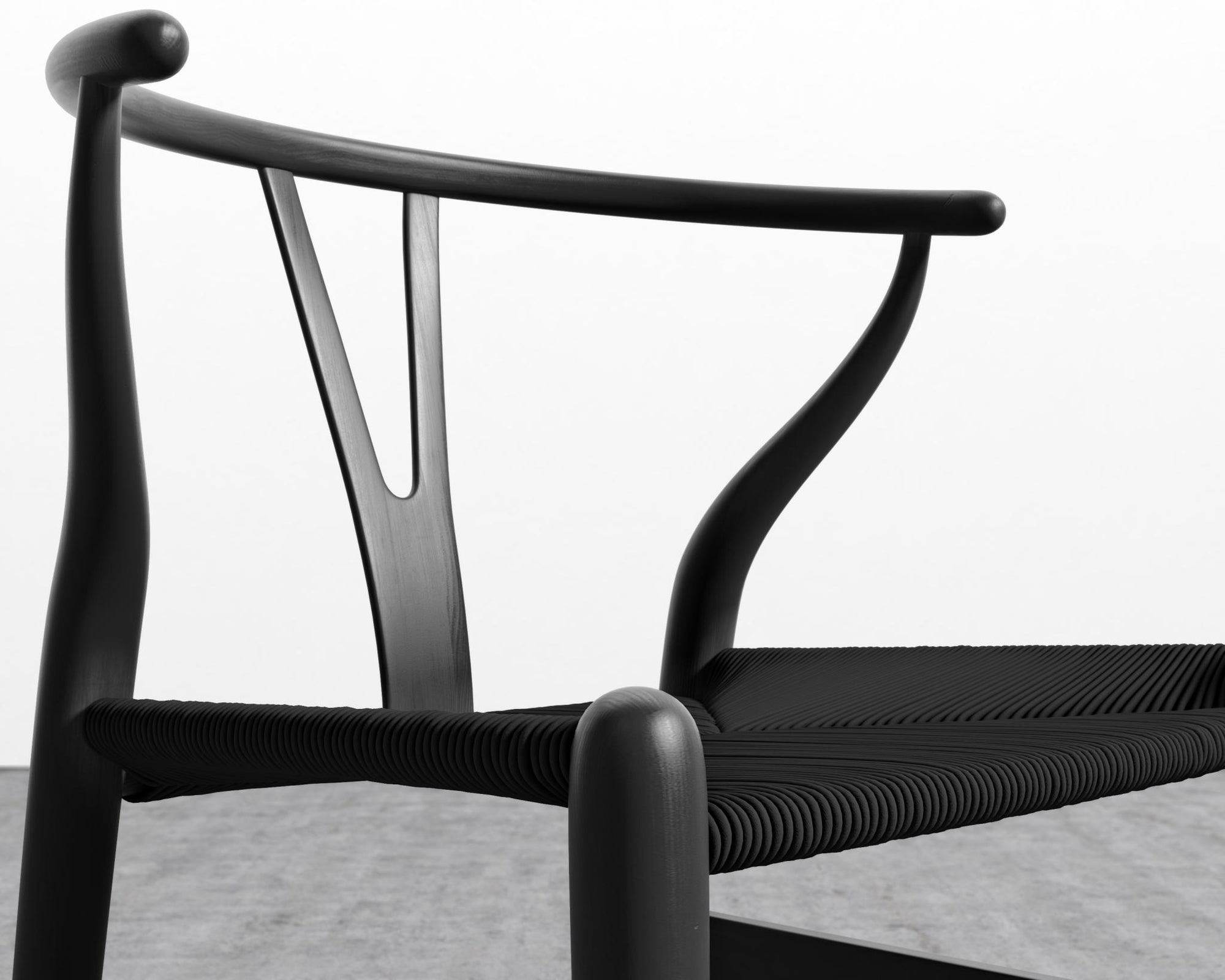 Wishbone Chair - Seat Color - Black Seat Cord, Ebony