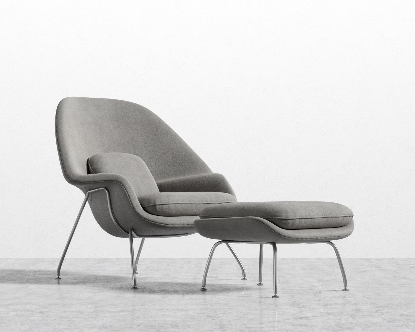 Womb Chair and Ottoman - Venice Vegan Suede - Strato